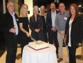 Celebrating the 21st Anniversary of Grote Business Precinct are: (L-R) Past President Tony Stacey; President Charlene Ackland; Lord Mayor of Adelaide Sandy Verschoor, Past Presidents Terry Peacock, David Buenfeld and Bill Marles; and Coordinator Yvonne Merendi.